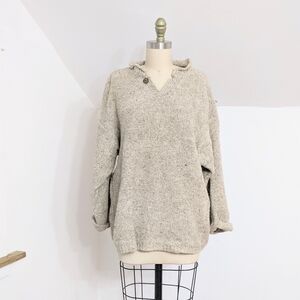 vtg 90s cozy cream oversized wool henley sweater